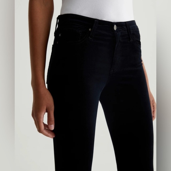 AG Farrah Mid Rise Velour Skinny Jeans In Super Black - Picture 5 of 5